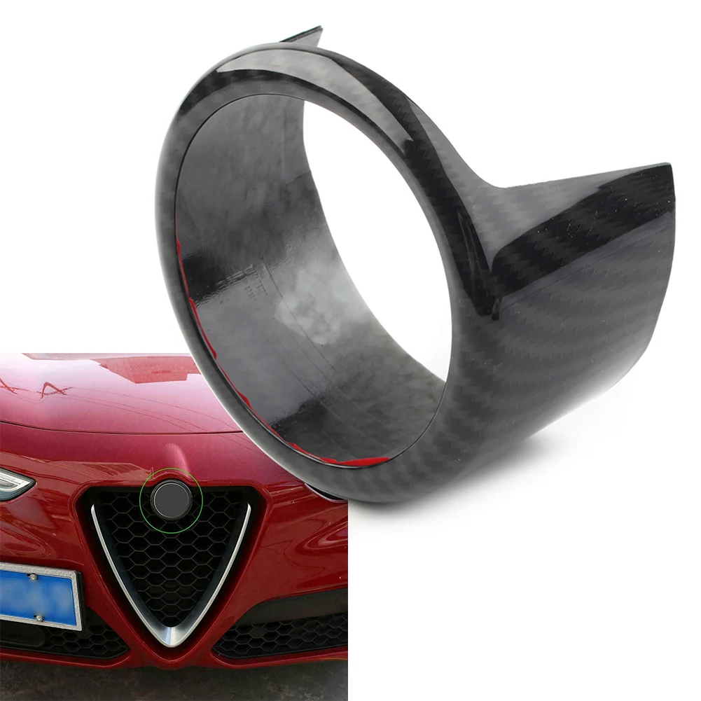 

ABS Carbon Fiber Front Grille Logo Emblem Ring Decoration Cover Trim For Alfa Romeo Stelvio 2017-2020 Car Styling Accessoreis