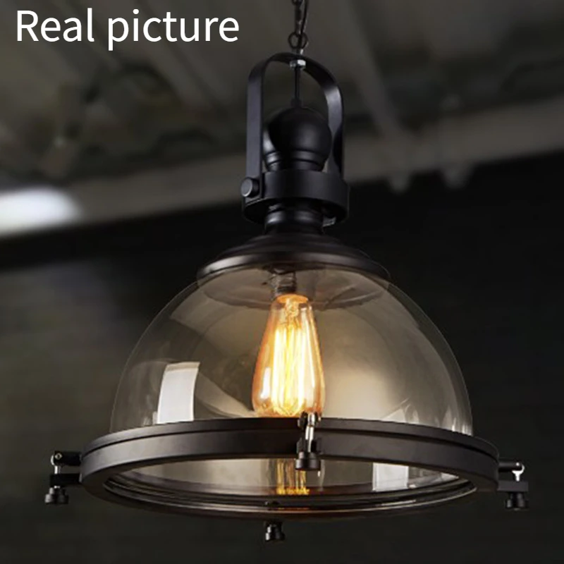 Американский ретро-абажур из Промышленного Стекла подвесной светильник для