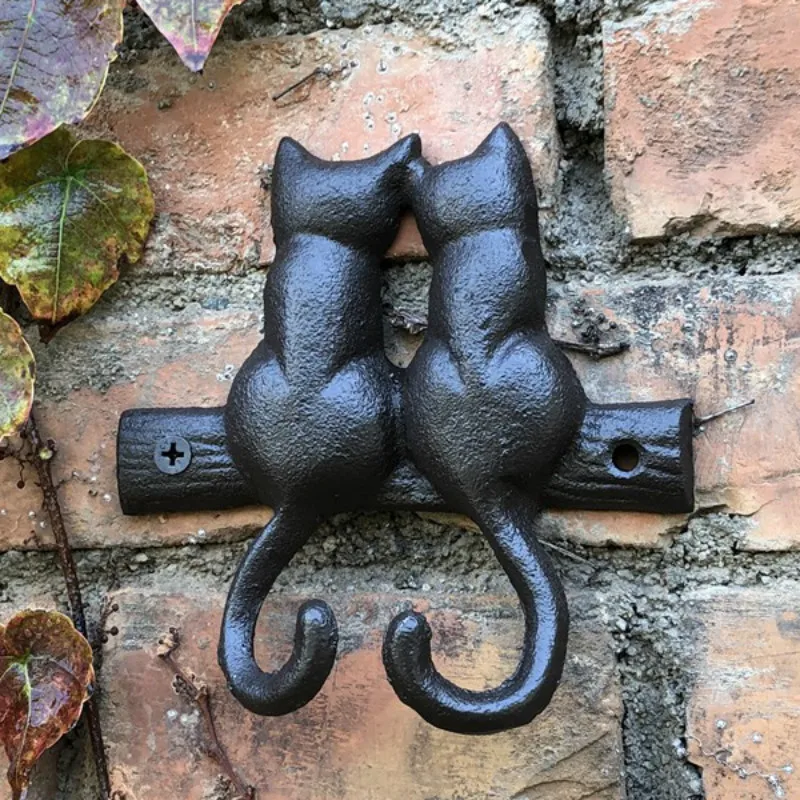 Чугунный двойной кошачий крючок настенный сад двор уличное украшение