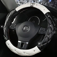 car steering wheel cover leather universal 38cm diamond blingbling auto steering car wheel cover woman car styling accessories