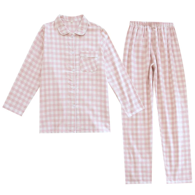 

Plaid Flannel Couple Pajamas Trousers Plus Size Brushed Soft Home Clothes Men and Women Simple Suits Long Sleeve Pajama Set