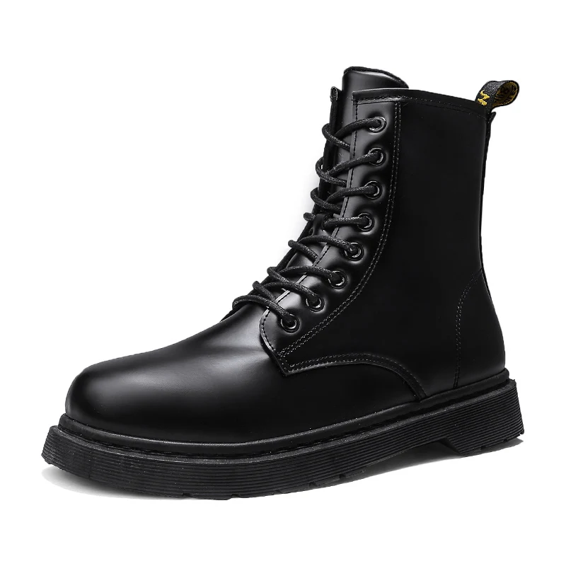 

Microfiber Winter Men's Boots With Warming Fur Lace Up Side Zipper Men's Ankle Boots Trend Black Outdoor Casual Shoes For Men