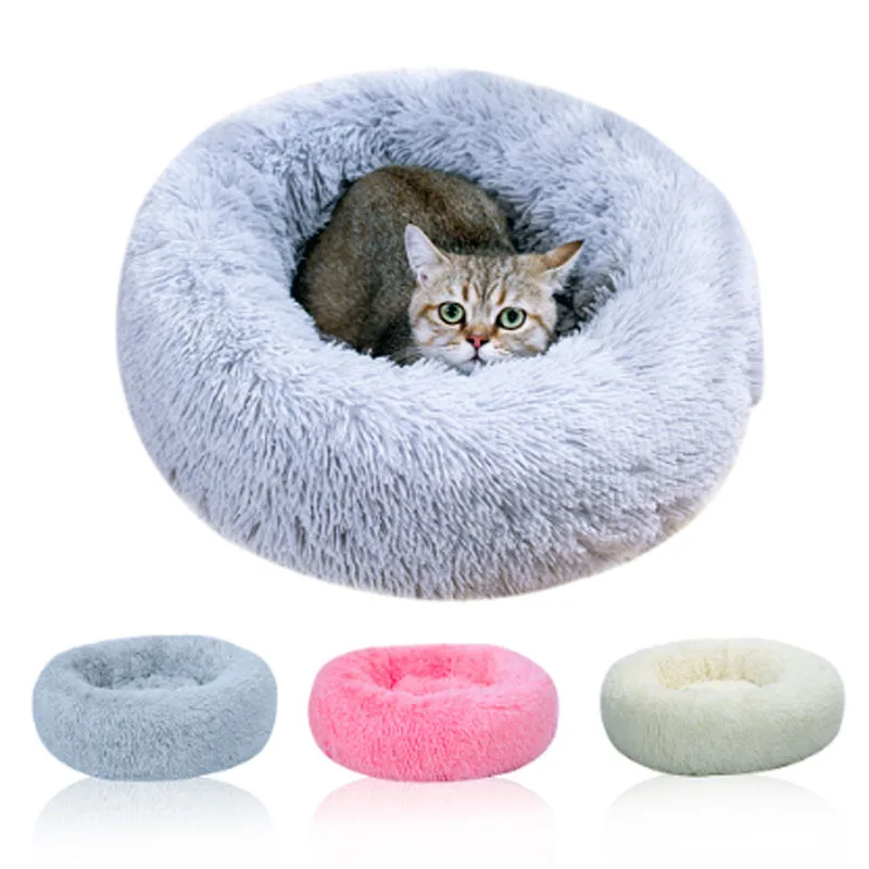 Длинная плюшевая кровать для собак мягкий удобный домик кошек моющийся спальный
