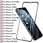 9H закаленное стекло для iPhone 11 Pro Max Xs XR X защита для экрана iPhone 12 Pro Mini 7 8 6S 6 Plus SE 2020 полная защитная пленка