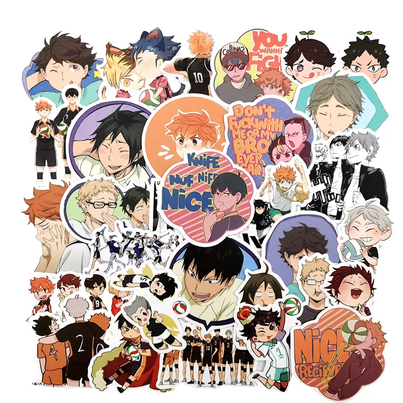 10/50 шт./компл. Haikyuu! Японские Аниме Стикеры для волейбола наклейки на гитару