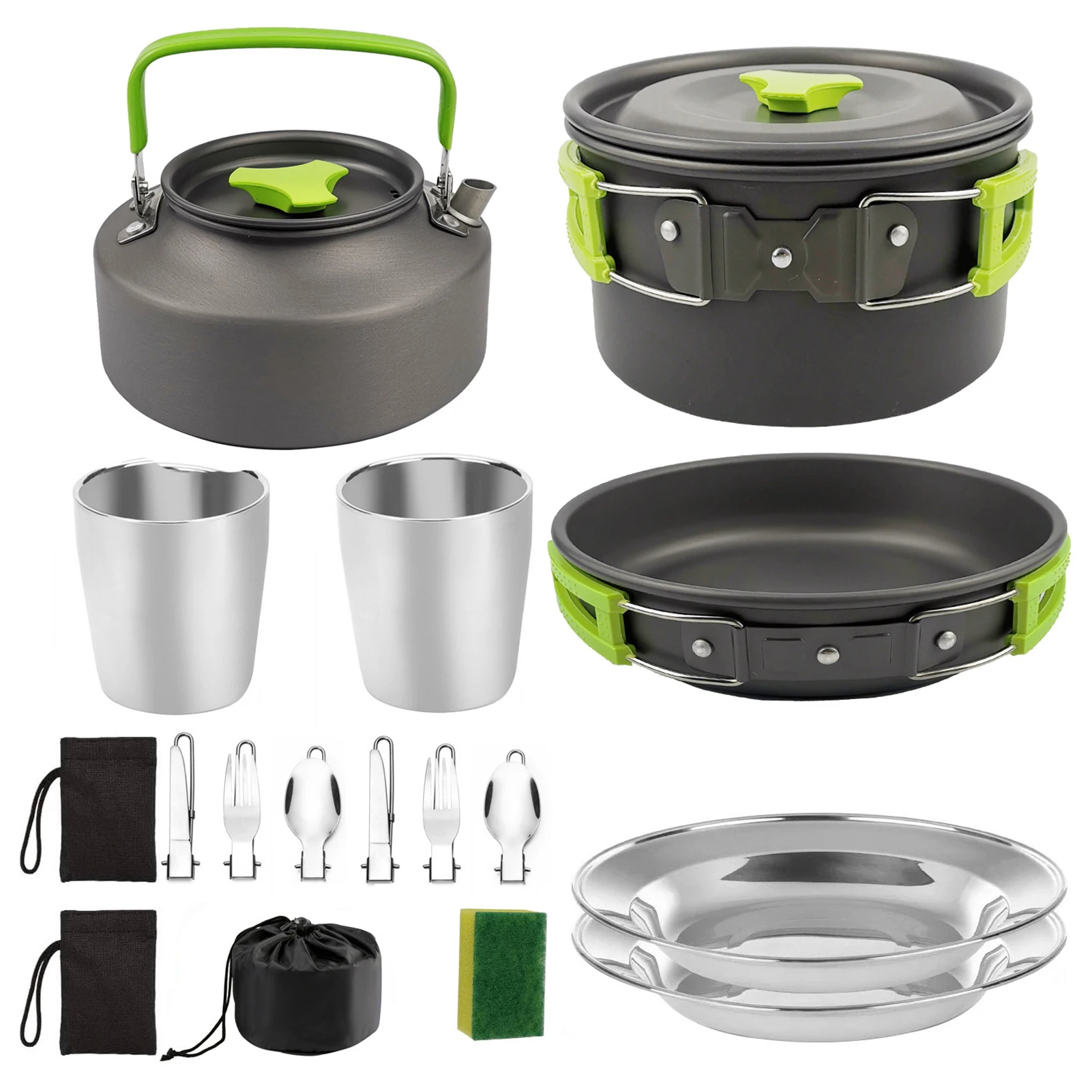 

Outdoor Pot Set Teapot Set 2-3 People Camping Cooker Portable Picnic Plate Pot Set Camping Cookware