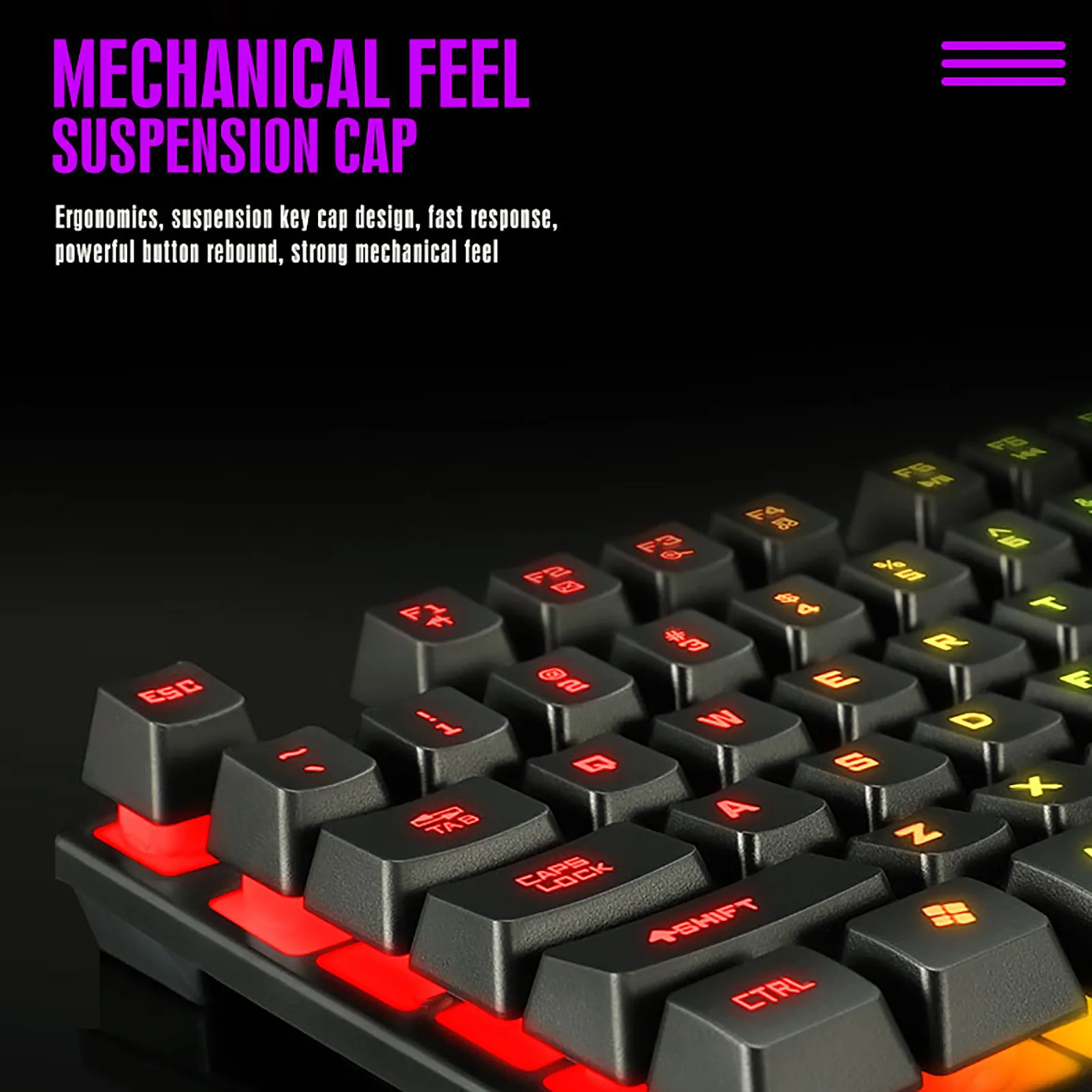 Rainbow RGB Backlight USB Wired Keyboard Ergonomic Gaming for PC Desktop Laptop Computer teclado key finger board |