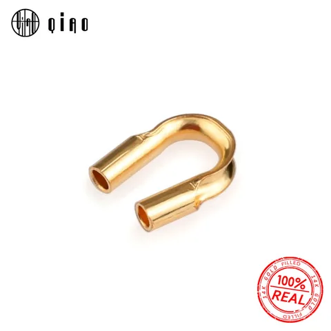 Пара застежек для шнура 5 мм из позолоченного металла QIAO