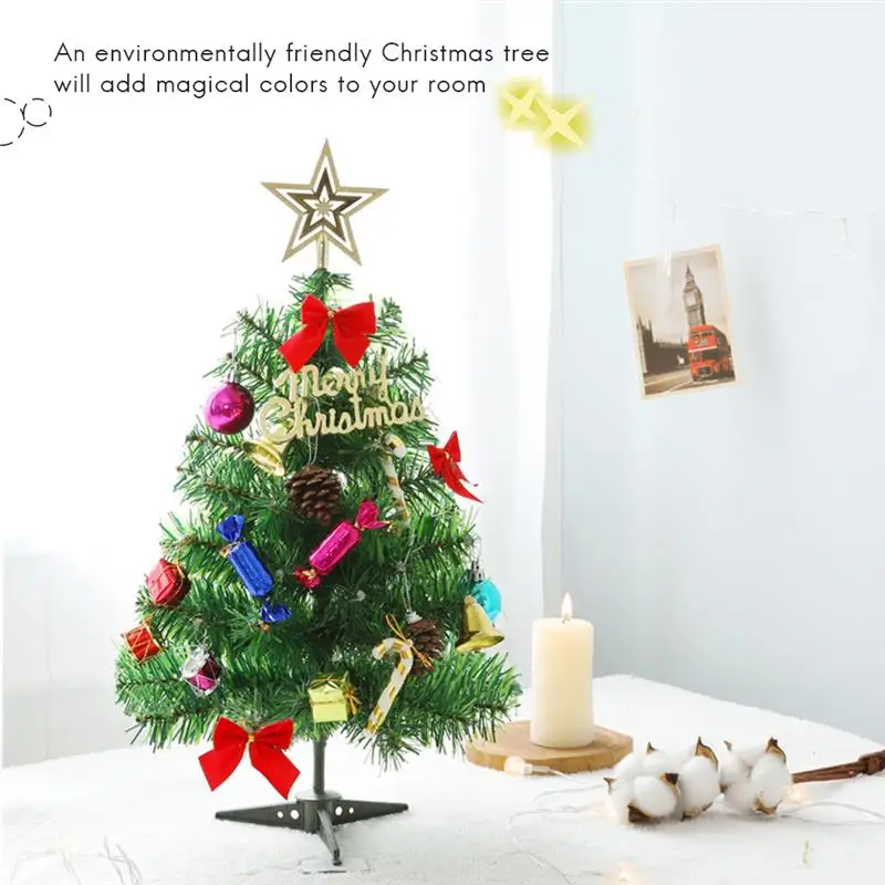 60cm Christmas Tree with LED Light and Ornament Table Decoration Xmas Party for Home Office Shop Window | Дом и сад