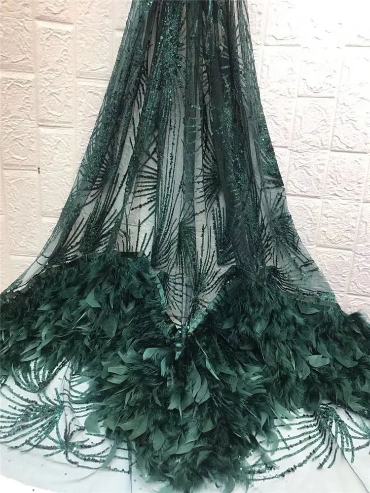 

Hot sale high quality feather sequin embroidery lace garment fabric beautiful feather embroidery French tulle lace fabric FZ1134