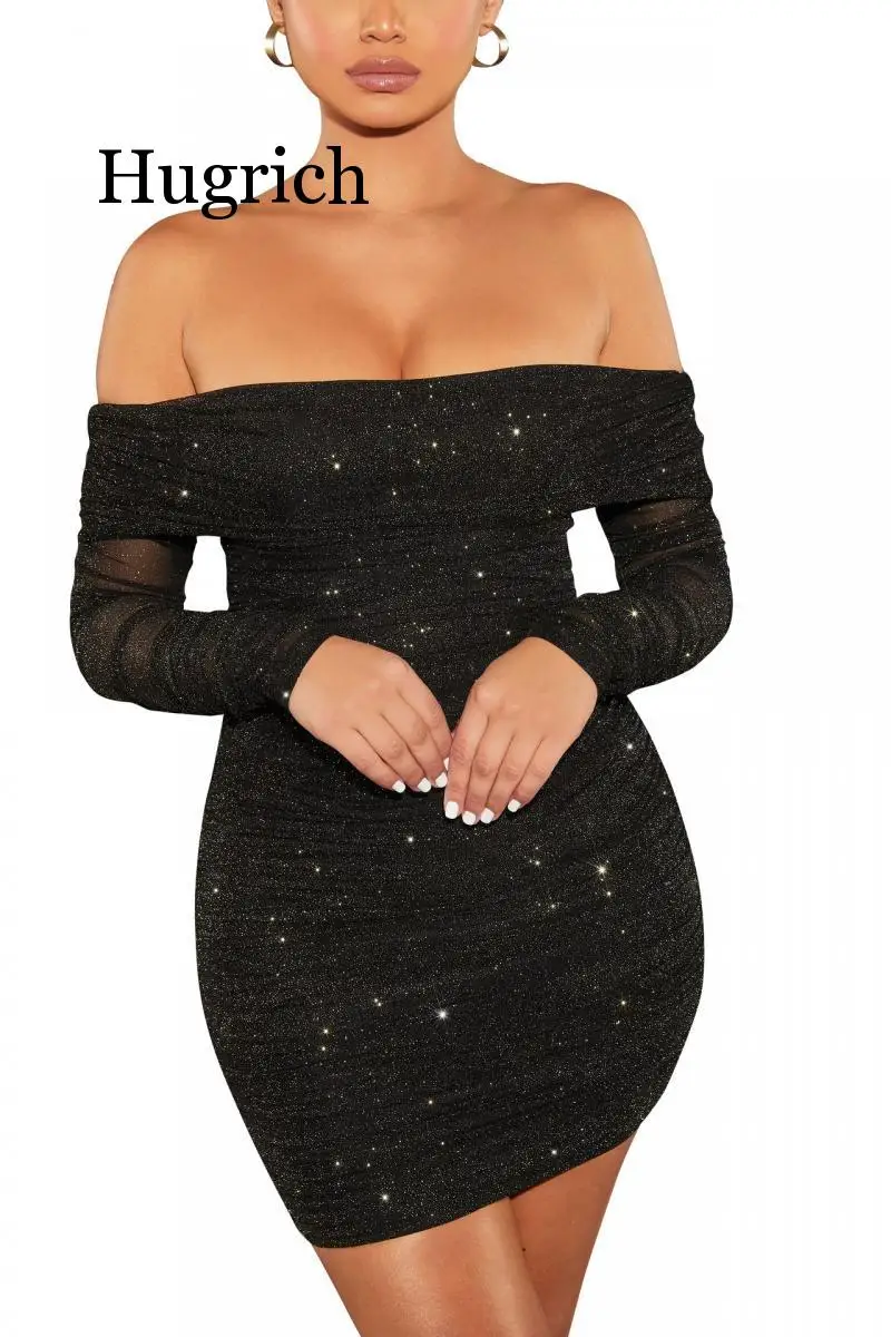 Летнее сексуальное блестящее платье для женщин 2020 облегающее с вырезом лодочкой
