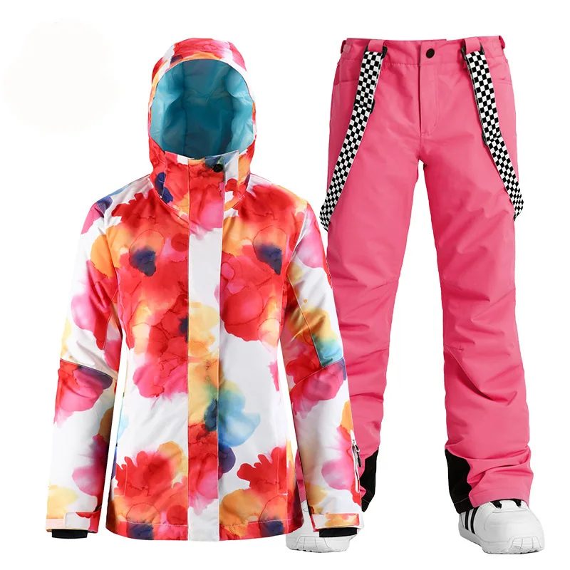 Красный женский зимний костюм в китайском стиле одежда для сноуборда