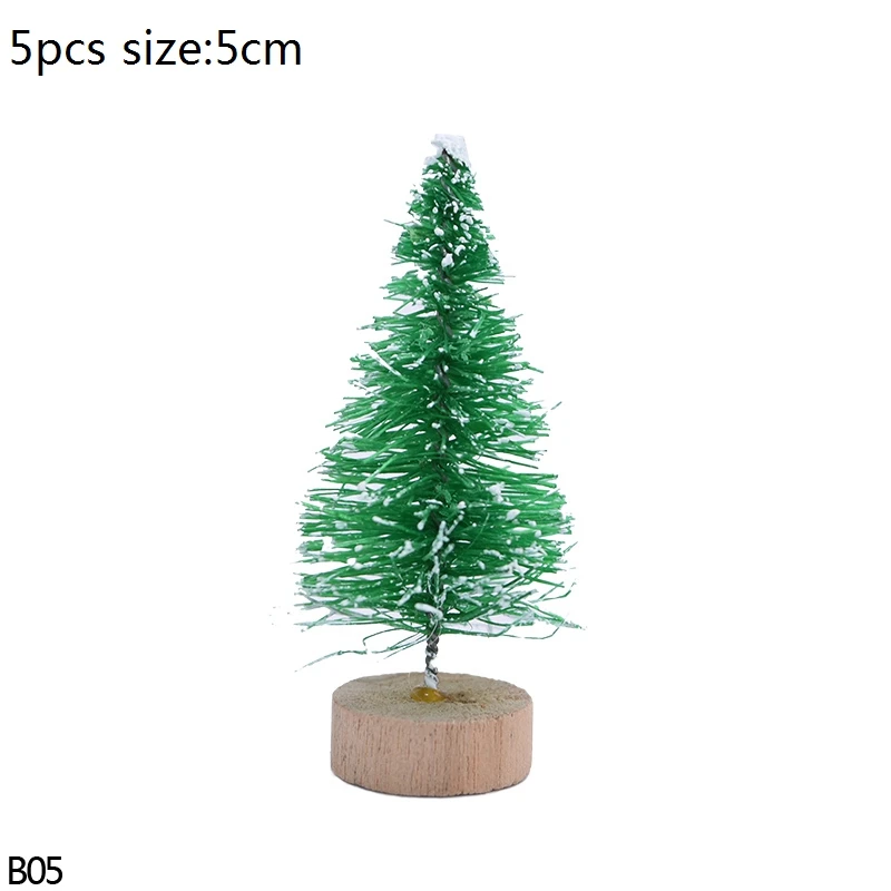B05-5cm-5pcs green Разноцветная белая зеленая искусственная мини-елка для детей DIY Деревянная Рождественская миниатюрная Рождественская елка настольное украшение сосны - Цвет: B05-5cm-5pcs green