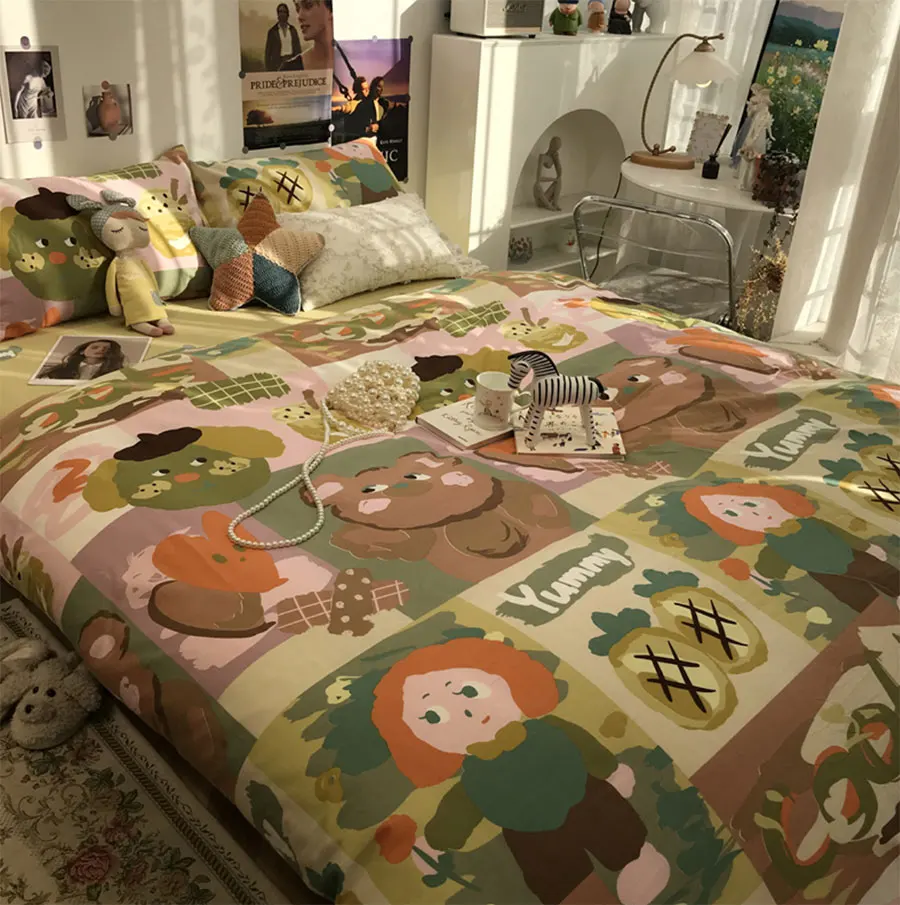 

Винтаж стильная футболка с изображением персонажей видеоигр Комплект постельного белья для подростков и взрослых, 1,2 1,5 1,8 хлопок полный кор...