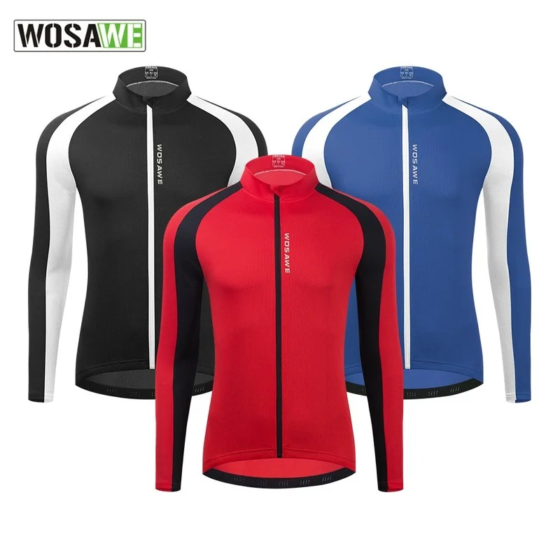 

WOSAWE Cycling Jacket Mountain Bike Riding Suit Color Long-sleeved Breathable Biker Jersey Men Cycling Top Mountain Bike Sports