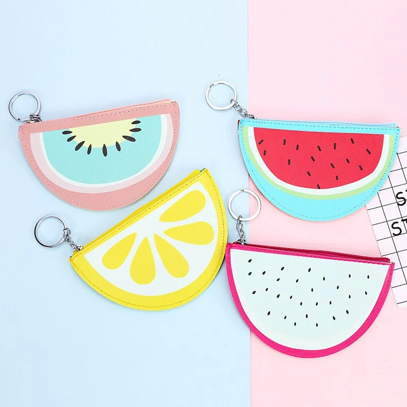 Новые модные оранжевые бумажники полукруг с арбузами 3D Дамский кошелек мягкие