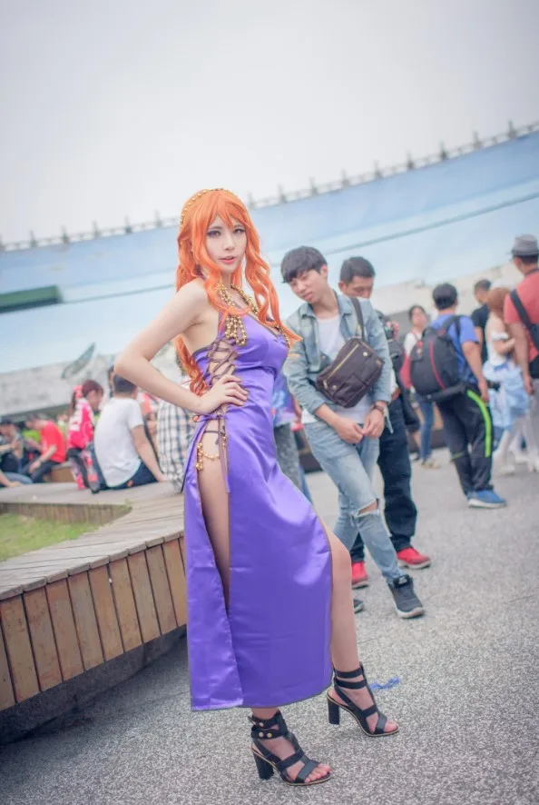 Платье в стиле аниме One Piece Nami костюм для косплея фиолетового цвета |
