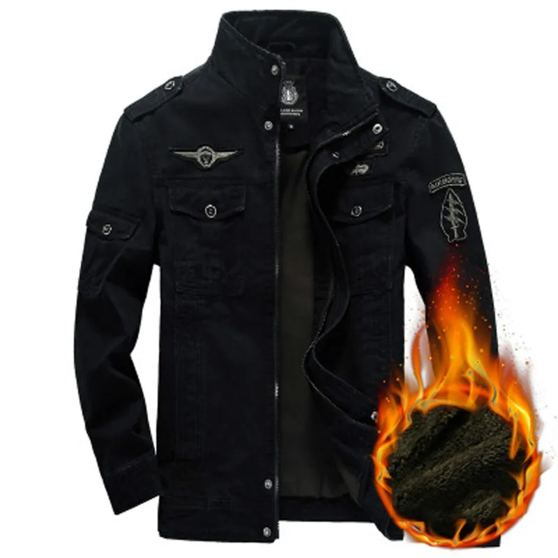 

2018 ThicK Fleece Winter Military Tactical Jacket Men Cotton Stand Collar Plus Size 6XL Casual Air Force Pilot Jacket