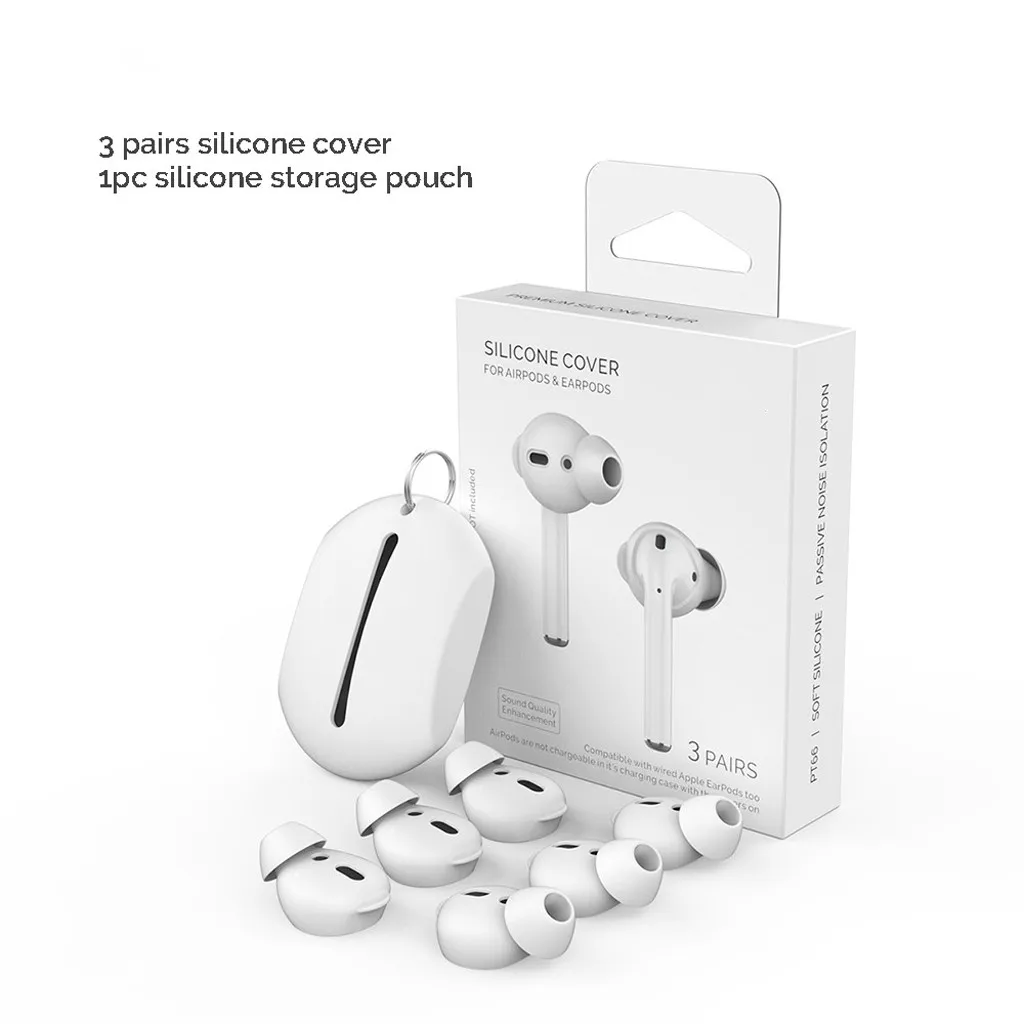 Силиконовые сменные наушники вкладыши 3 пары + чехол для AirPods 1/2 противоударные