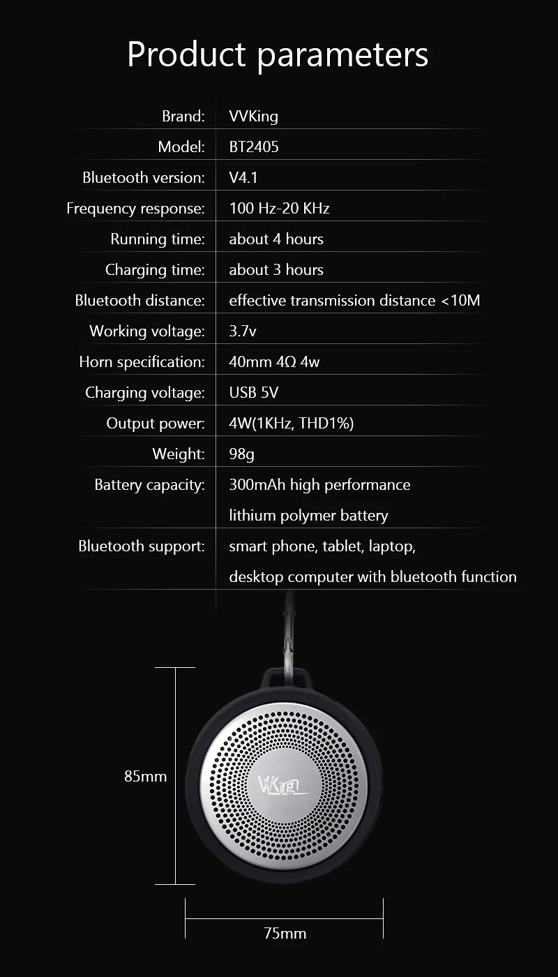 VVKing Беспроводной Bluetooth Динамик открытый Портативный altavoz стерео наушники с микрофоном громкой Динамик IPX6 Водонепроницаемый высокое качество Динамик бас-гитара
