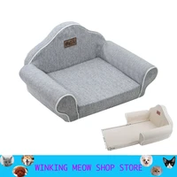 fold luxury cats dogs lounger sofas washable linen cushion mattress for small dogs cooling blanket pad all seasons dog bed house