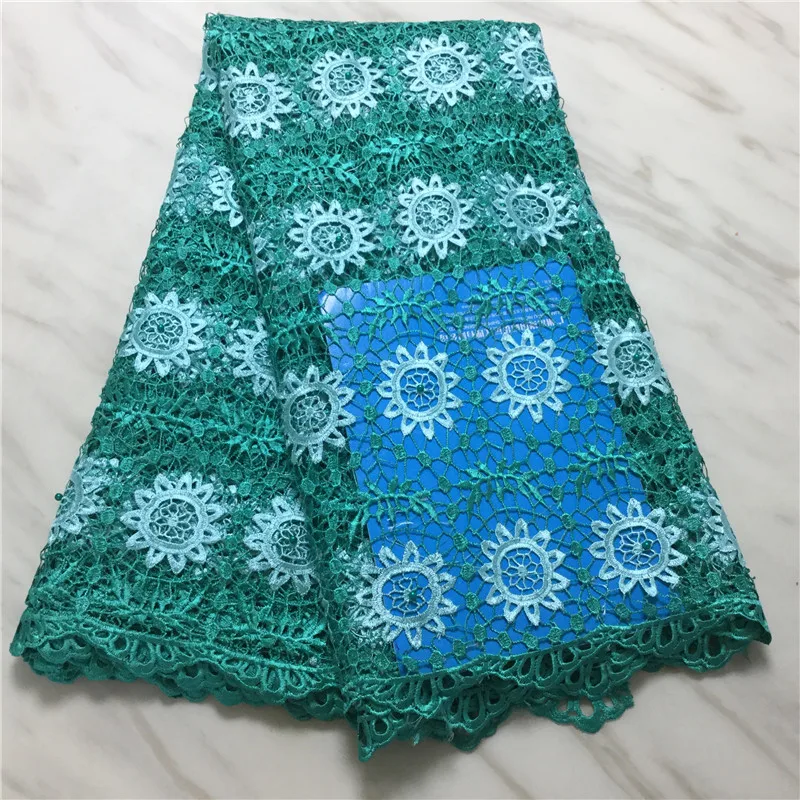 Горячая Распродажа зеленая африканская Водорастворимая кружевная ткань