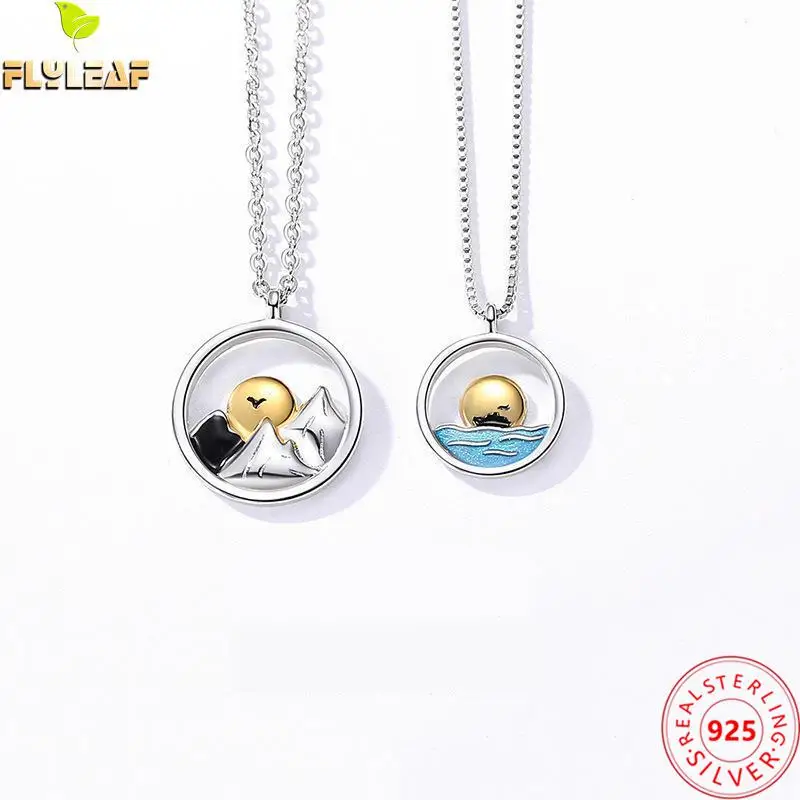 

100% 925 Sterling Silver Necklace For Women Fashion Chain Fine Jewelry Gift The Oath Of Mountains And Seas Necklaces & Pendants