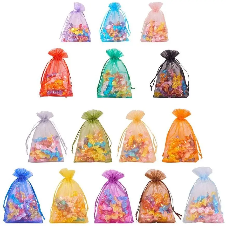 10 шт./пакет органза шнурок мешки для ювелирных изделий сетчатые подарка