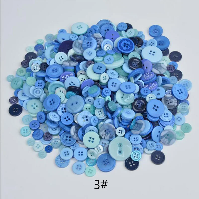 3 blue 600 шт./лот L/M/S Смешанная загрузка смолы кнопка швейные пуговицы ремесла для DIY скрапбукинга детская одежда пуговицы - Цвет: 3 blue