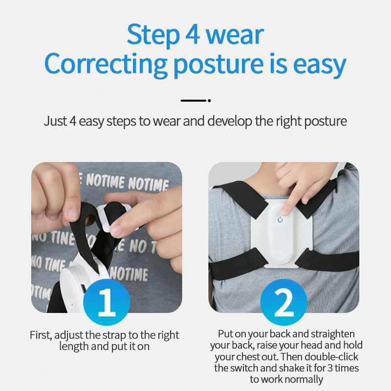 Back Posture Corrector Shoulder Training Belt With Automatic Memory Function Intelligent Correction Humpback Vibration Massager | Спорт и
