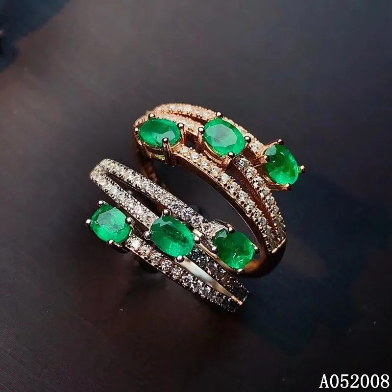 KJJEAXCMY fine jewelry 925 sterling silver inlaid natural emerald ring new female trendy gemstone ring vintage support test