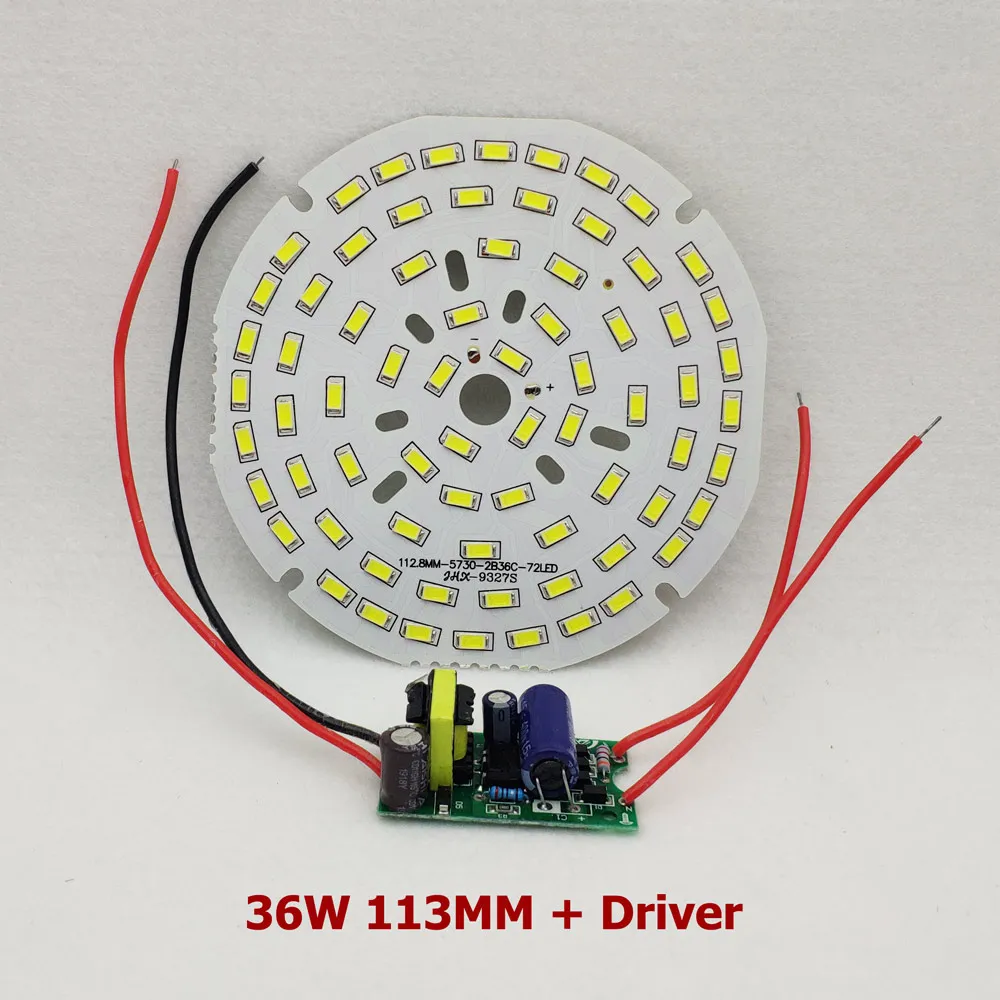 Juego de 5 LED PCB con controlador de CA de 220V, panel de bombilla de placa de aluminio SMD5730 de 30W, 50W, 70W y 100W para luz led para techo alto, luces de fábrica