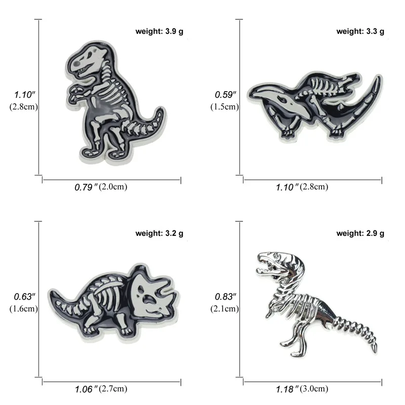 

Skull Dinosaur Skeleton Zinc Alloy Personality Animal Pin Brooch Dino Lapel Badge Bag Cartoon Jewelry Gift for Kids Friends Roar