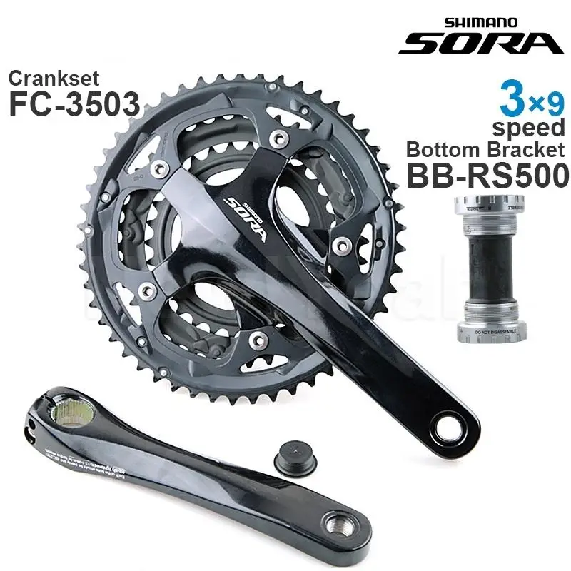 

SHIMANO SORA 3500 3x9v Groupset FC-3503 Crankset 50-39-30T 165, 170, 175mm BB-RS500 Bottom Bracket Road bicycle Original parts
