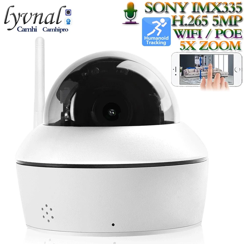 

H265 5MP Security IP Camera Wifi PTZ Dome Full Metal 5X Auto Zoom Humanoid Tracking 1080P POE CCTV Two Way Audio SD TF Card Slot