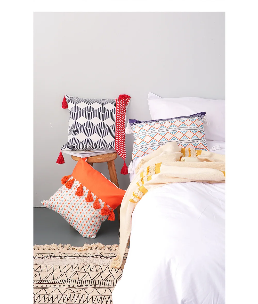 Роскошная наволочка ручной работы в марокканском стиле с кисточками бохо