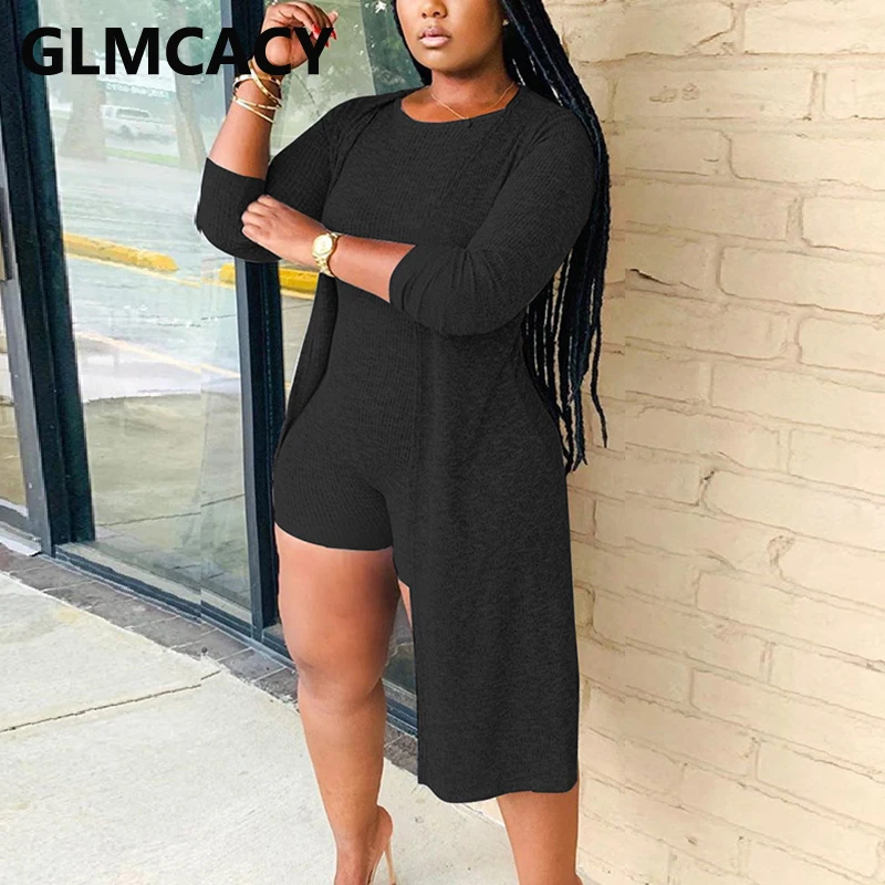 

Two Piece Casual Suits Solid Cardigans & Playsuit Rompers Set