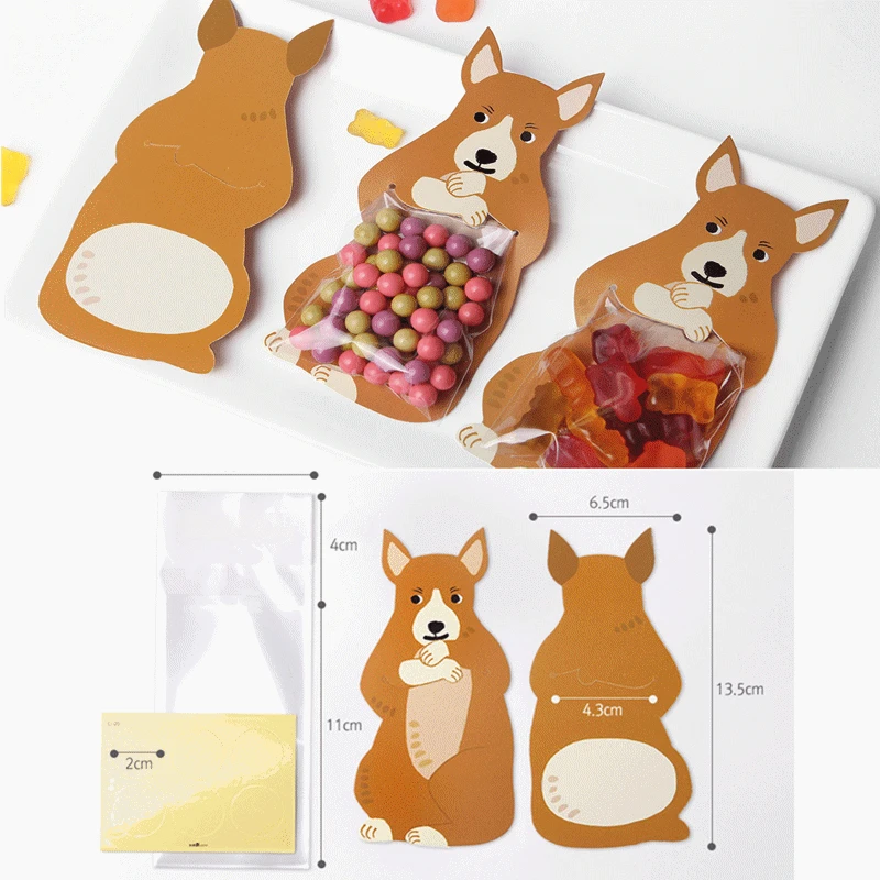 

10pcs/lot Cartoon Candy Bag Cute Animal Rabbit Bear Gift Bags Cookie Food Packaging Greeting Cards For Baby Shower Wedding Party