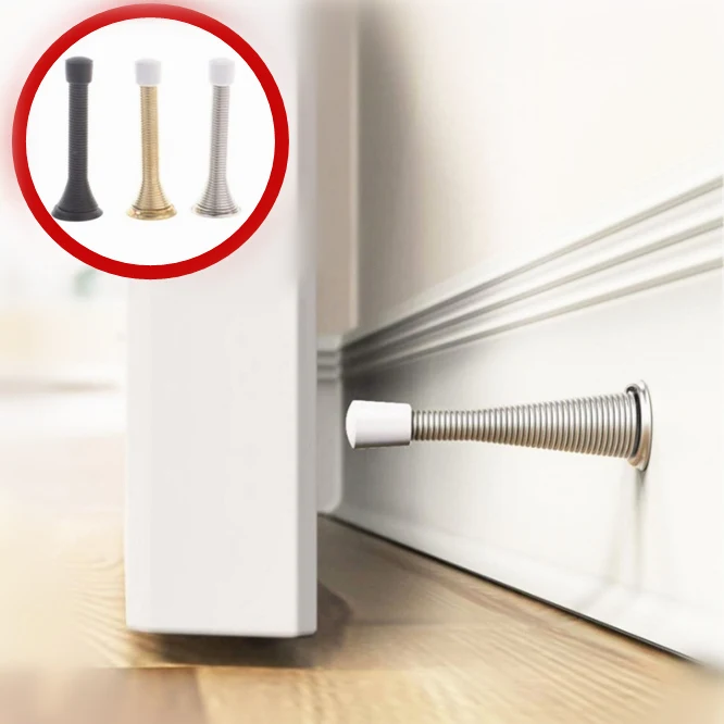 

2PCS Silent Stainless steel Spring Door Stopper Door Stop Wall Decorative Door Stopper Protect Doors Wall Household Door Stopper