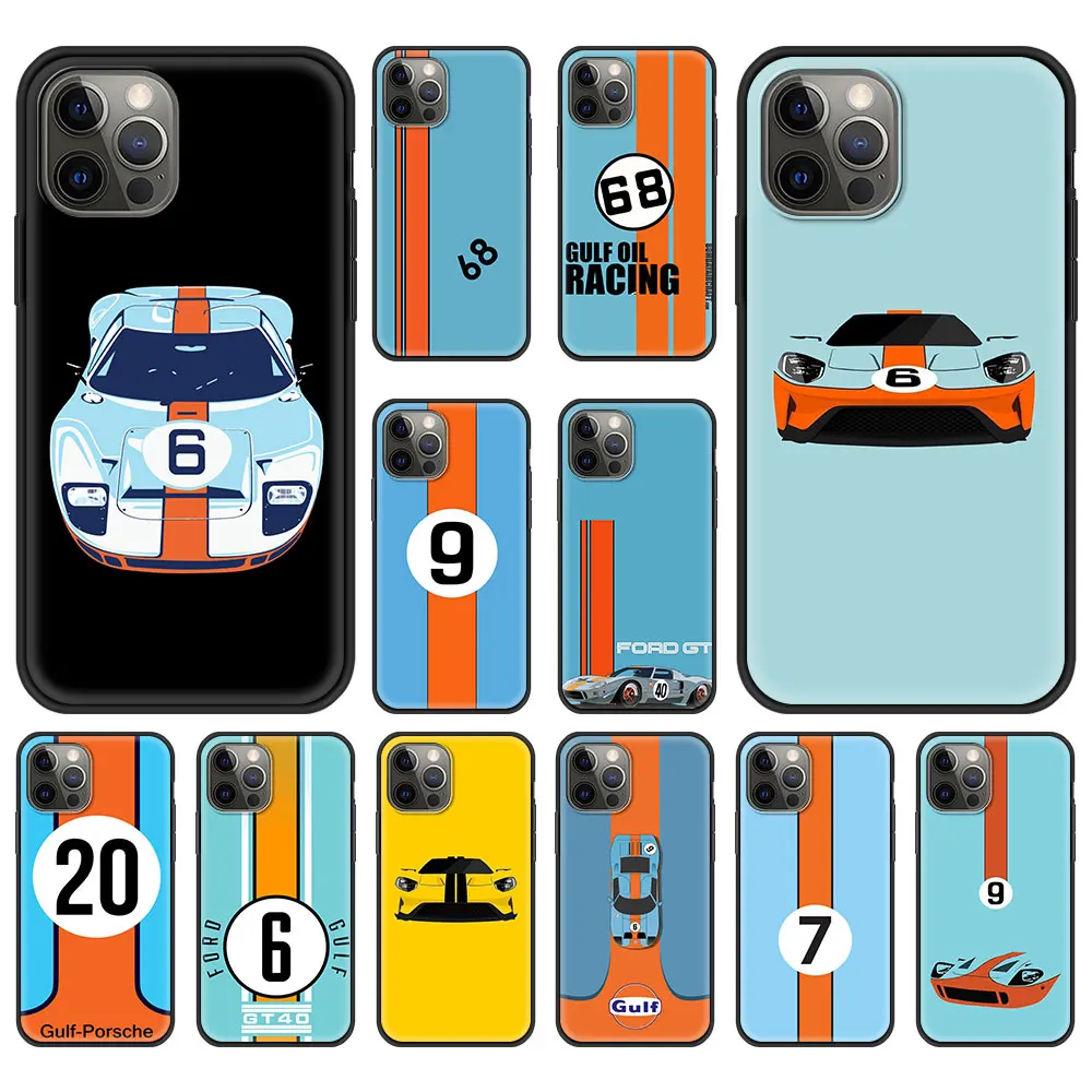 

F-ford Gulf Racing car Case for iPhone 13 11 12 Pro Max Phone Cover for iPhone 7 8 Plus SE2020 X XR XS Max Luxury Back Shell