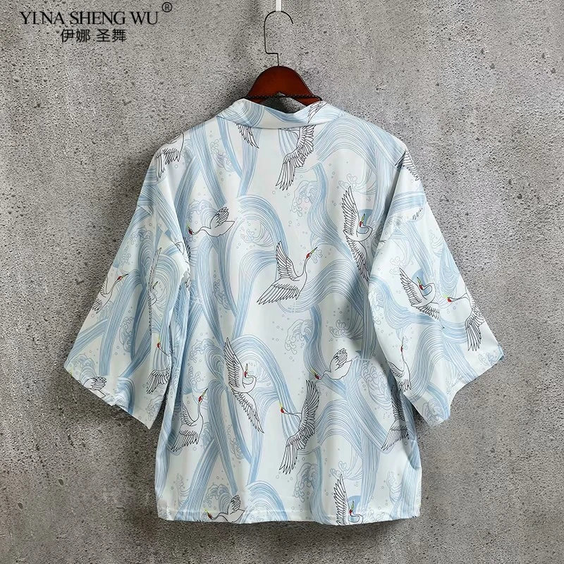 

Japanese Kimono Cardigan Yukata Japanese Samurai Costume for Men Woman Kimono Jacket Shirt Blouse Clothes Coat Half Sleeve Loose