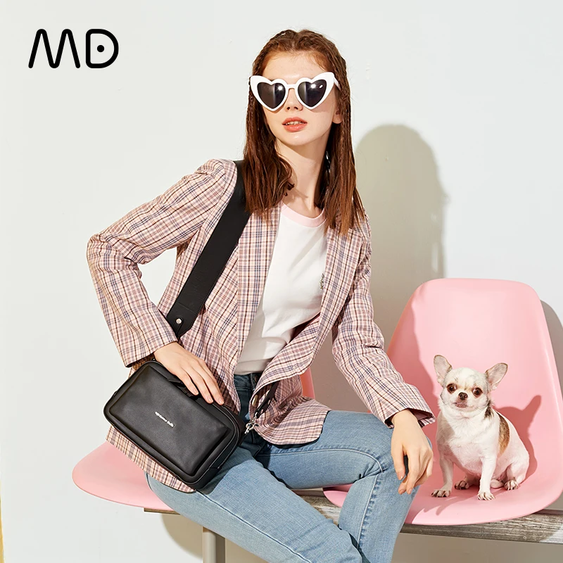 Mandarina Duck Leather Crossbody Bag for Lady Solid Color Women's Shoulder Small Square Cute Metal Women Brand |