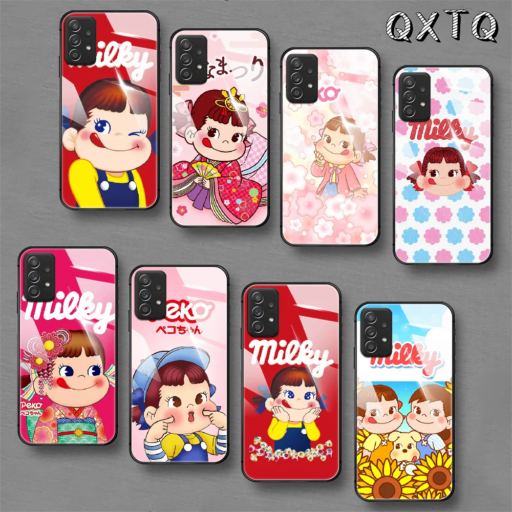 

Fujiya Candy Cartoon Girl Tempered Glass Phone Case For Samsung Galaxy A 10 20E 21 30 31 50 51 52 70 71 72 S 5G Cover Cell
