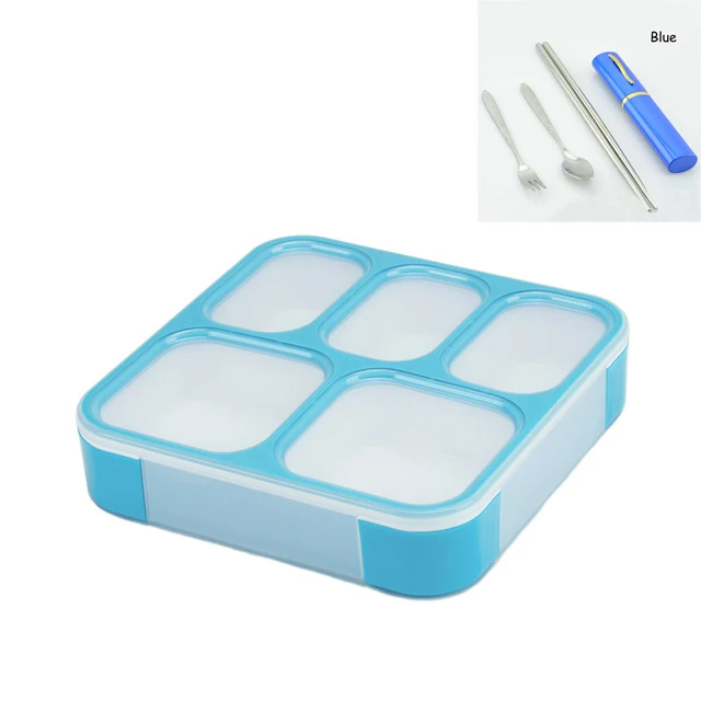 Blue 5 suit MICCK BPA Бесплатный Ланч-бокс, контейнер для хранения еды с отсеками, герметичный, тепловой, Bento box, большая емкость 1200 мл - Цвет: Blue 5 suit