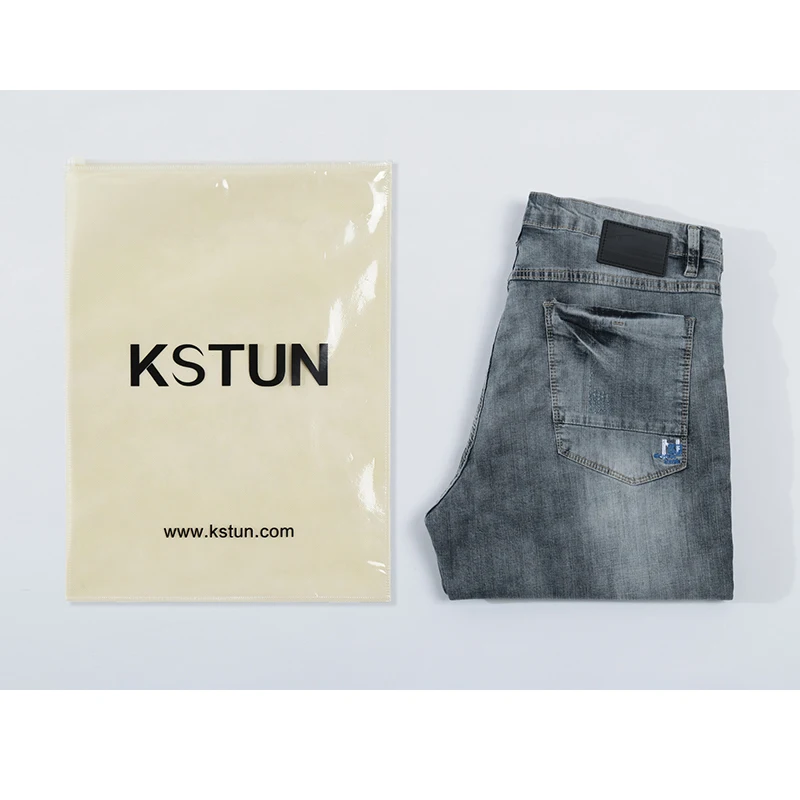 

KSTUN Jeans Shorts Mens Grey Jeans Stretch Slim Straight Vintage Casaul Pants Summer Denim Shorts Male Jeans High Quality Brand