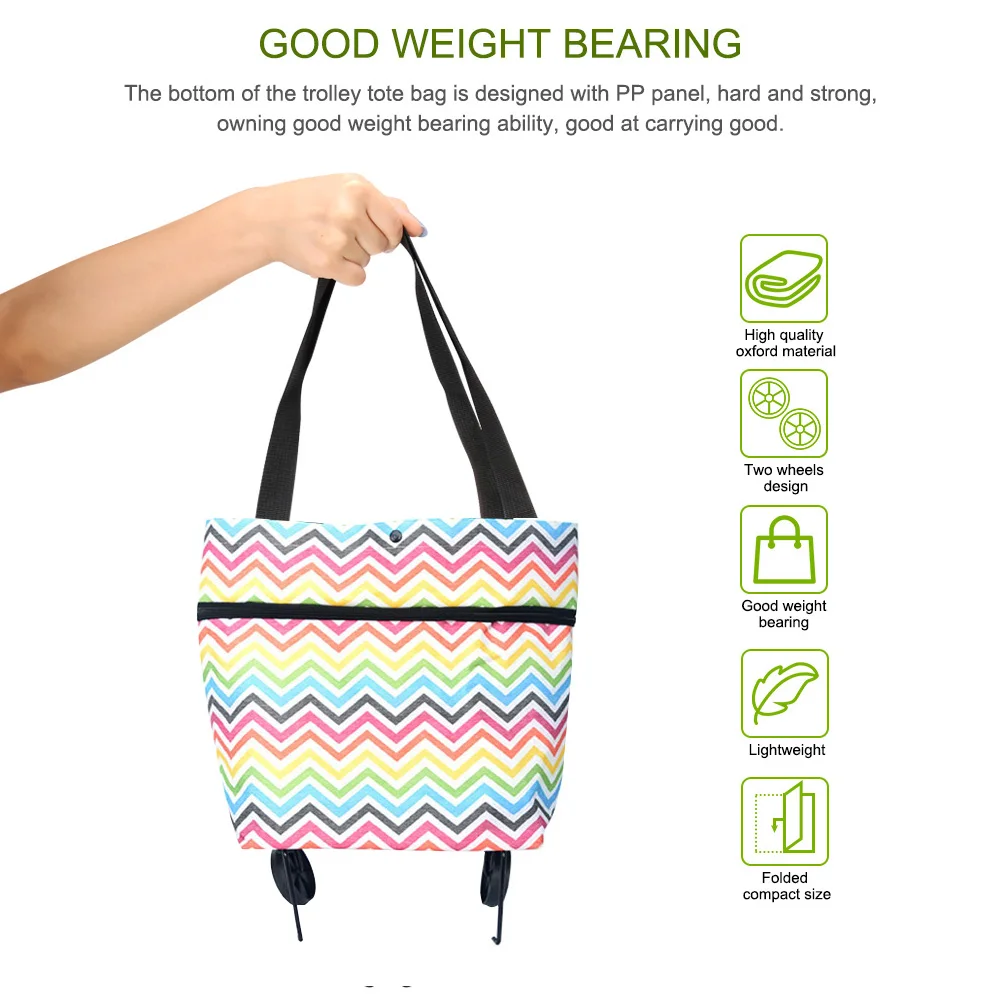 Ecofriendly Trolley Bag Portable Multi-Function Oxford Folable Tote Shopping Reusable Grocery Bags with Wheels | Дом и сад