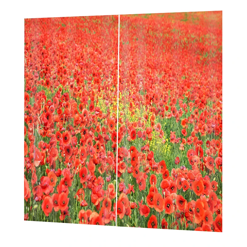 

High quality custom 3d curtain fabric red flower curtains windproof thickening blackout fabric Decoration curtains