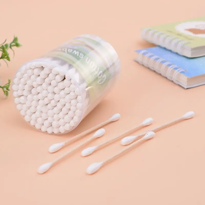 100 шт./коркор. палочки с двойным наконечником из хлопка деревянной ручкой для