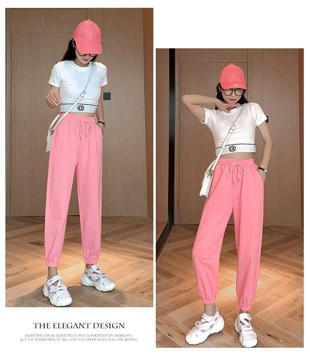 

Candy Color sweatpants loose women thin bound feet harem pants vertical sense slim casual ins hip knickers