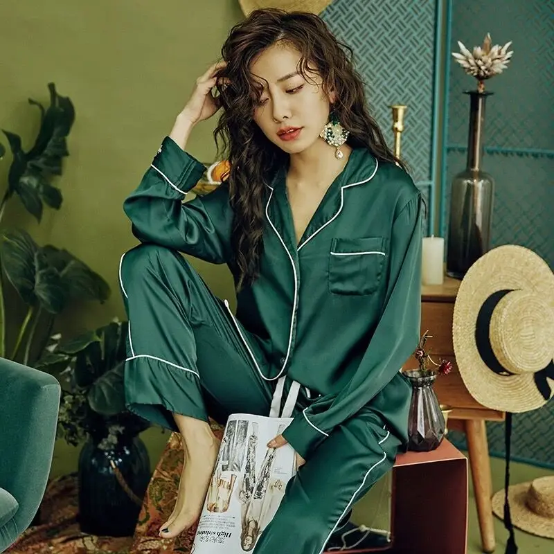 Новый Атласный пижамный комплект из 2 предметов шелковые пижамы для женщин